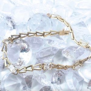 14K Yellow Gold w/ White Sapphire Vintage Bracelet